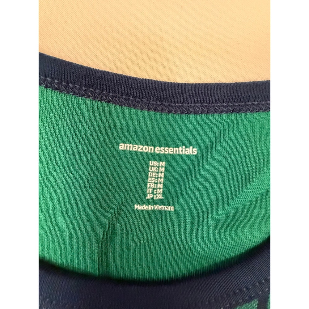 Amazon Essentials Womens Plaid Pajama Set Green Navy Blue Long Sleeve Medium NEW - Picture 4 of 5